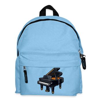 Dunkles Klavier mit Goldakzenten - Kinder Rucksack - Hellblau - Vorne