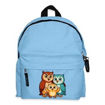 Bunte Eulenfamilie Cartoon - Kinder Rucksack - Hellblau - Vorne