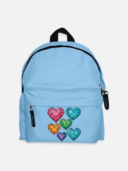 Kristallherzen in verschiedenen Farben - Kinder Rucksack - Hellblau