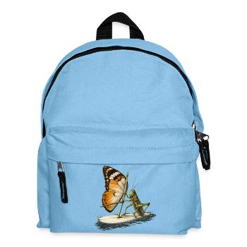 Grasshopper on surfboard with butterfly sail - Kids' Backpack - light blue - Front