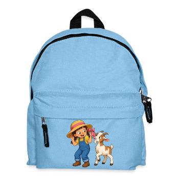 Girl with goat and bow farm motif - Kids' Backpack - light blue - Front