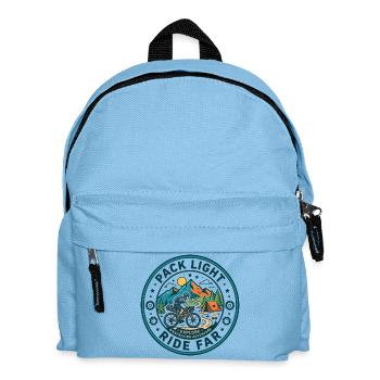 Pack Light Ride Far Bikepacking Vintage Badge Tee - Kids' Backpack - light blue - Front