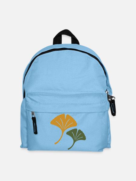 Ginkgo Duo – Minimalistische Blätter - Kinder Rucksack - Hellblau
