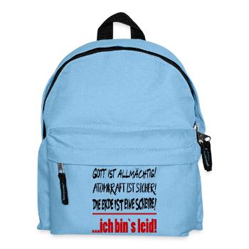 Erde Scheibe Gott Allmächtig Sprüche Floskel  - Kinder Rucksack - Hellblau - Vorne