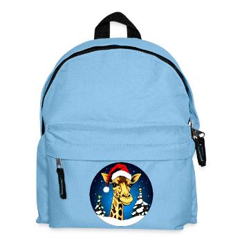 Giraffen Weihnachten - Kinder Rucksack - Hellblau - Vorne