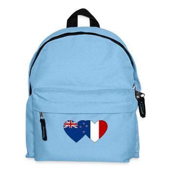 New Zealand France Flag Heart - Kids' Backpack - light blue - Front