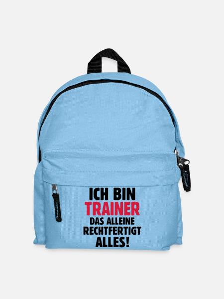Ich bin Trainer das rechtfertigt alles - Fußball - Kinder Rucksack - Hellblau