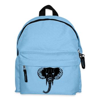 Schwarzer Elefantenkopf - Kinder Rucksack - Hellblau - Vorne