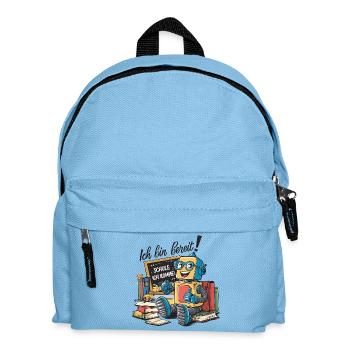Einschulung erster Schultag kleiner Roboter - Kinder Rucksack - Hellblau - Vorne