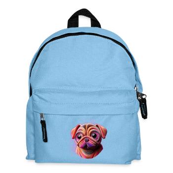mops Hund Freund kuscheln girl 3D kindergarten - Kinder Rucksack - Hellblau - Vorne