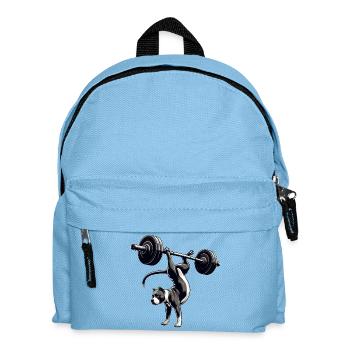 Pitbull Dog Training Dumbbell Handstand Workout - Kids' Backpack - light blue - Front