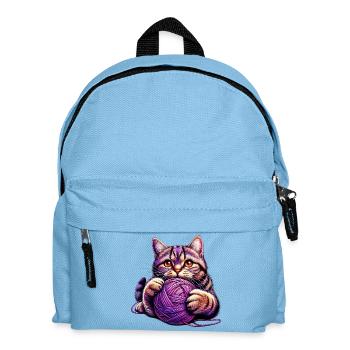 Le chat joue avec une pelote de laine - Sac à dos Enfant - bleu clair - Devant