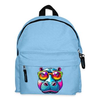 Nilpferd mit Sonnenbrille - Kinder Rucksack - Hellblau - Vorne
