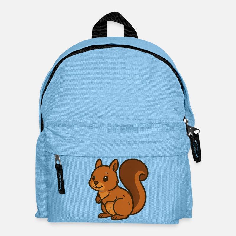 Niedliches Cartoon Eichhörnchen – passender Waldfreund - Kinder Rucksack - Hellblau