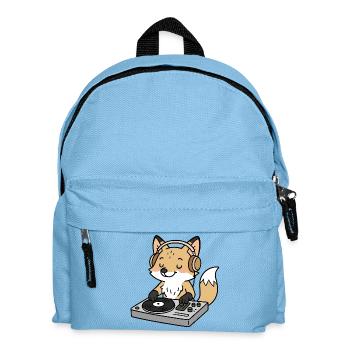 Un renard en DJ avec des écouteurs à la table de mixage - Sac à dos Enfant - bleu clair - Devant