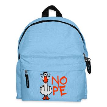 Gans Nope Mittelfinger Nerd Geek Hornbrille Schlau - Kinder Rucksack - Hellblau - Vorne