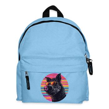 Wildschwein Sonnenbrille im Neonstreifen - Kinder Rucksack - Hellblau - Vorne