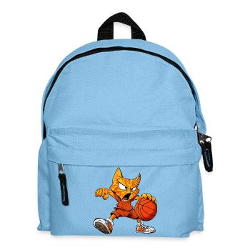 Basketball Katzen - Cooler Kater - Kinder Rucksack - Hellblau - Vorne