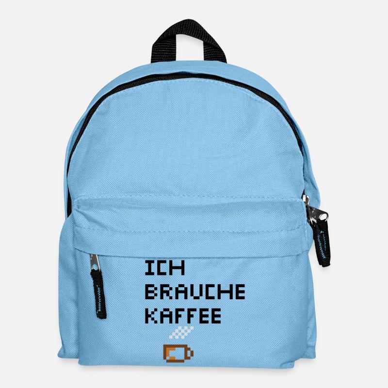 Ich brauche Kaffee Minimalistisches Kaffee Design - Kinder Rucksack - Hellblau