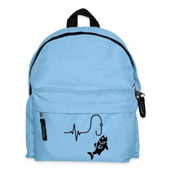 EKG Puls Fisch Silhouette - Kinder Rucksack - Hellblau - Vorne