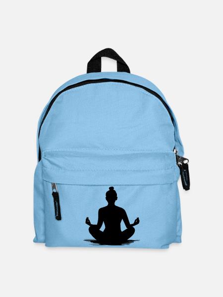 Yoga Meditation Silhouette - Illustration - Kids' Backpack - light blue