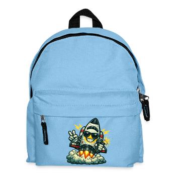 Space Rocket Duck mit Mikrofon - Kinder Rucksack - Hellblau - Vorne