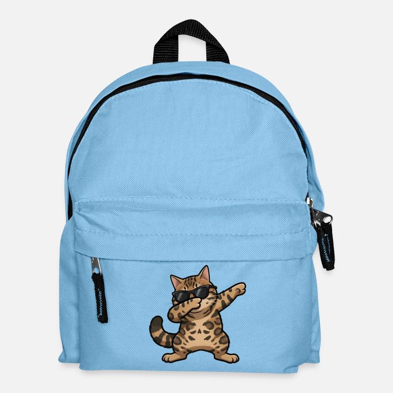 Chat du Bengale en train de s’essuyer - Sac à dos Enfant - bleu clair