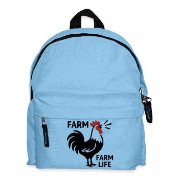 Rooster Farm Life Logo - Kids' Backpack - light blue - Front