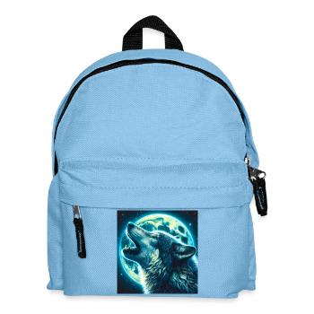 Wolf heult zum Vollmond - Kinder Rucksack - Hellblau - Vorne