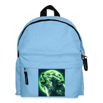 Wolf heult zum Vollmond - Kinder Rucksack - Hellblau - Vorne