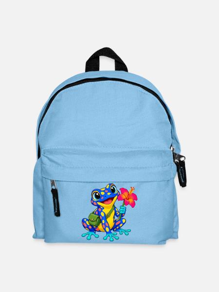 Bunter Frosch Hibiskus - Kinder Rucksack - Hellblau