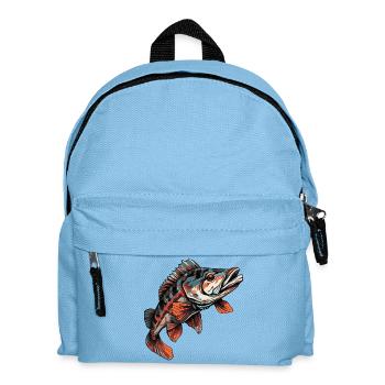 Fisch Barsch Bunt Illustration - Kinder Rucksack - Hellblau - Vorne