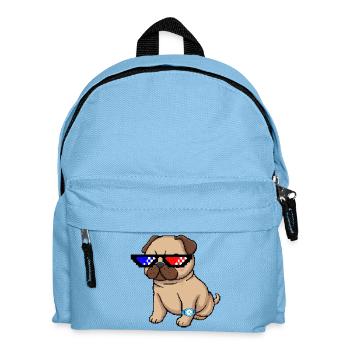 Pixel Shades Pug - Kinder Rucksack - Hellblau - Vorne