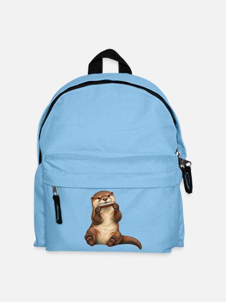 Otter spielt Mundharmonika - Kinder Rucksack - Hellblau