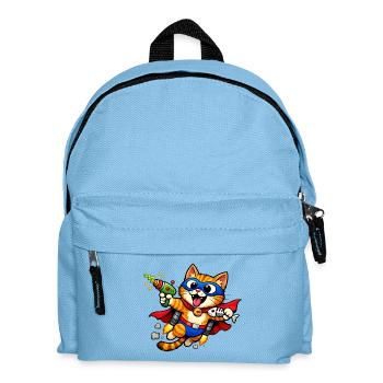 Superheldenkatze im Flug - Kinder Rucksack - Hellblau - Vorne