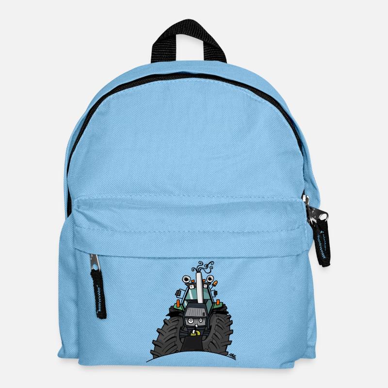 367 Grüner Traktor - Kinder Rucksack - Hellblau