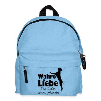 Wahre Liebe - Hund Haustier Tier Geschenk Spruch - Kinder Rucksack - Hellblau - Vorne