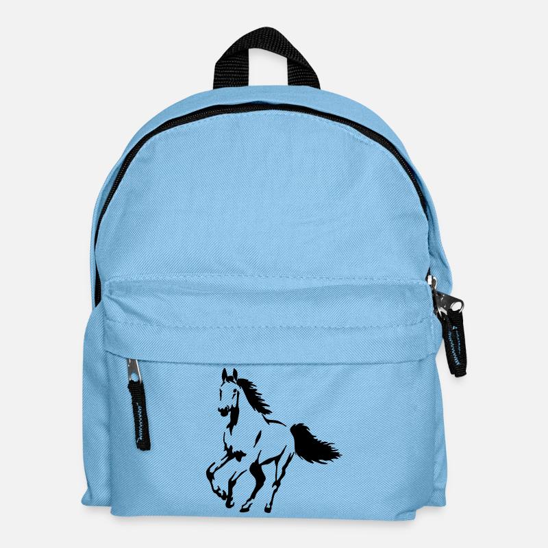 hengst - stute - fohlen - pferd - Kinder Rucksack - Hellblau