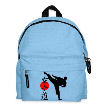 Karate Yokogeri mit Schriftzug - Kinder Rucksack - Hellblau - Vorne