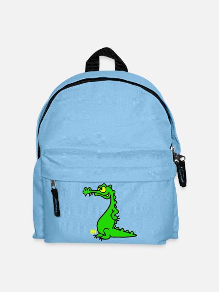 Crocodile souriant, design à trois couleurs - Sac à dos Enfant - bleu clair