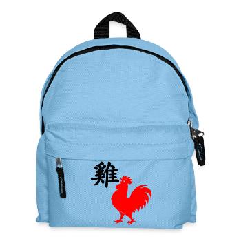 Chinese character rooster with red rooster image, - Kids' Backpack - light blue - Front