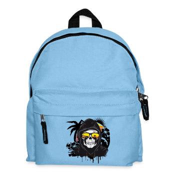 Skull,Skull,Skull with sunglasses on the beach - Kids' Backpack - light blue - Front