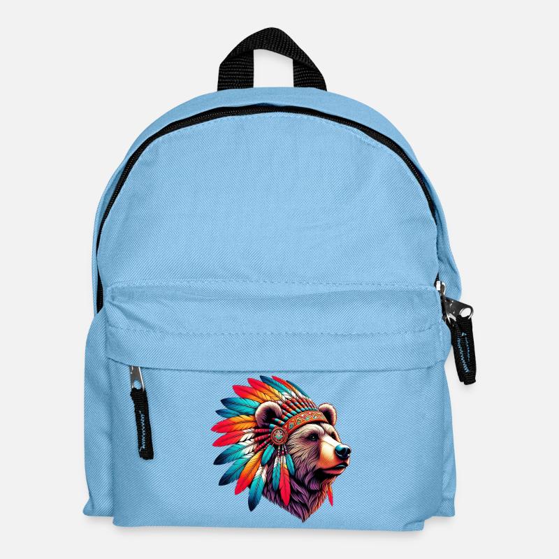 Indianerbär Amerikanische Rotbären - Kinder Rucksack - Hellblau