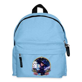 Petite sorcière aux grands yeux brillants. - Sac à dos Enfant - bleu clair - Devant