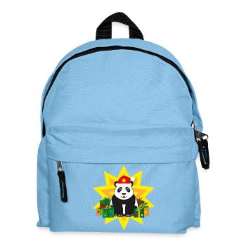 Panda mit Weihnachtsmütze und Stern. - Kinder Rucksack - Hellblau - Vorne