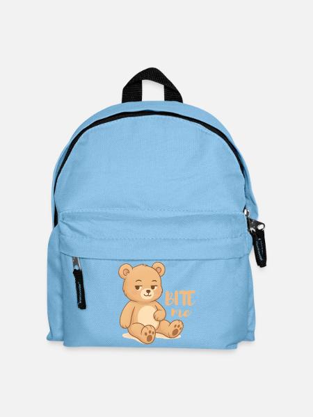 Cheeky teddy cutesy design with attitude - bite me - Kids' Backpack - light blue