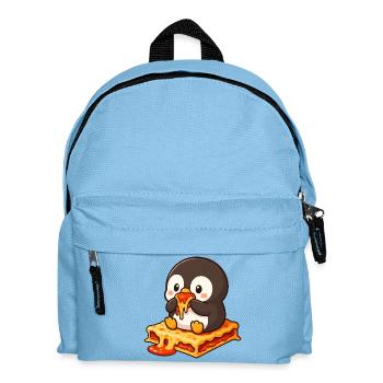 Cute Cartoon Penguin Lasagna Feeding Whimsical - Kids' Backpack - light blue - Front