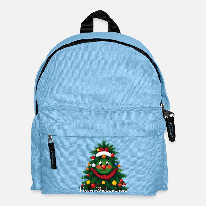 Merry Christmas tree with face - Kids' Backpack - light blue
