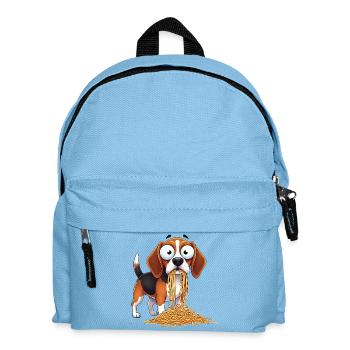 Cute Beagle with Spaghetti Clumsy Cartoon Food - Kids' Backpack - light blue - Front