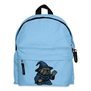 Bulldogge Zauberer Zauber Zauber in blauer Robe Kunst - Kinder Rucksack - Hellblau - Vorne